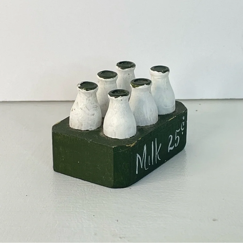 Miniature Wooden Milk Case Vintage 1” Tall - Picture 5 of 10
